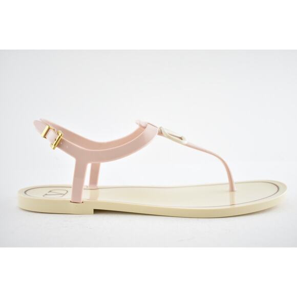 Valentino Rockstud Pink V Logo PVC Thong Rubber Jelly Ankle Strap Flat Sandal 41 - Picture 2 of 11